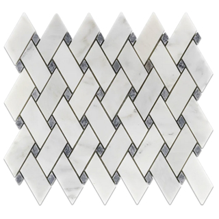 Picture of Elon Tile & Stone - Modern Weave Mosaics Pearl White Pacific Gray Dot Polished