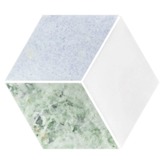 Picture of Elon Tile & Stone - Trillium Mosaics White Thassos with Blue Celeste & Emerald Green