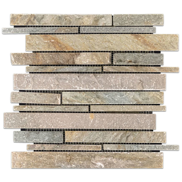 Picture of Elon Tile & Stone - Random Strip Mosaics Golden Sand Quartzite Cleft