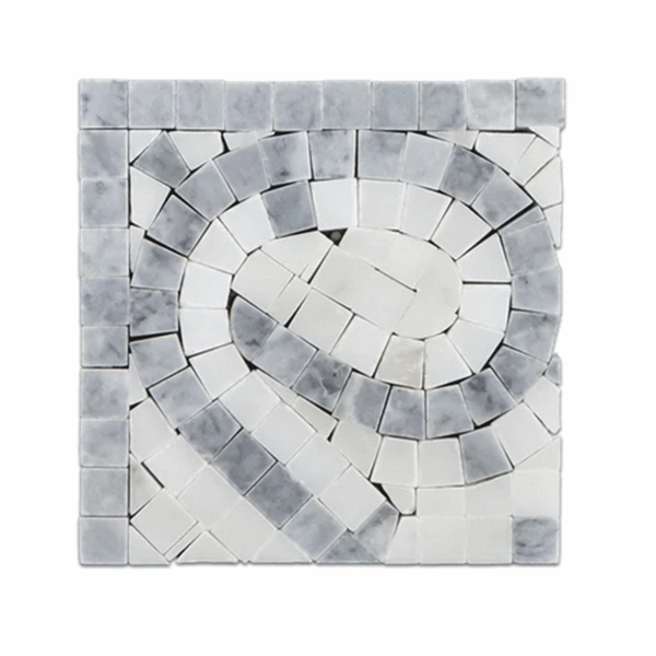 Picture of Elon Tile & Stone - Wave Border Corner Pacific Gray Pearl White Honed