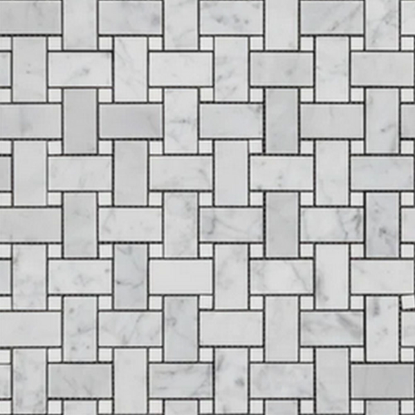 Picture of Elon Tile & Stone - Basketweave Mosaics Bianco Carrara White Thassos Dot Honed