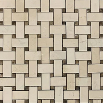 Picture of Elon Tile & Stone - Basketweave Mosaics Crema Marfil Dark Emperador Dot Polished