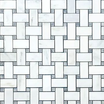 Picture of Elon Tile & Stone - Basketweave Mosaics Pearl White Pacific Gray Dot Polished