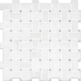 Picture of Elon Tile & Stone - Basketweave Mosaics White Thassos Mystic Gray Dot Polished