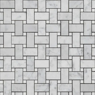 Picture of Elon Tile & Stone - Basketweave Mosaics Bianco Carrara White Thassos Dot Polished