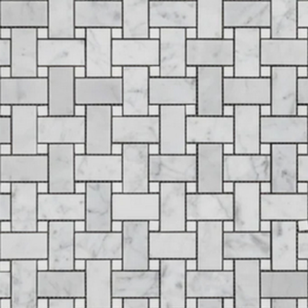 Picture of Elon Tile & Stone - Basketweave Mosaics Bianco Carrara White Thassos Dot Polished