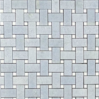 Picture of Elon Tile & Stone - Basketweave Mosaics Blue Celeste White Thassos Dot Polished