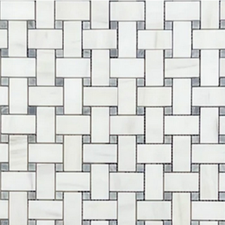 Picture of Elon Tile & Stone - Basketweave Mosaics Dolomite Bardiglio Dot Honed