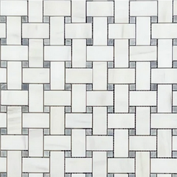 Picture of Elon Tile & Stone - Basketweave Mosaics Dolomite Bardiglio Dot Honed