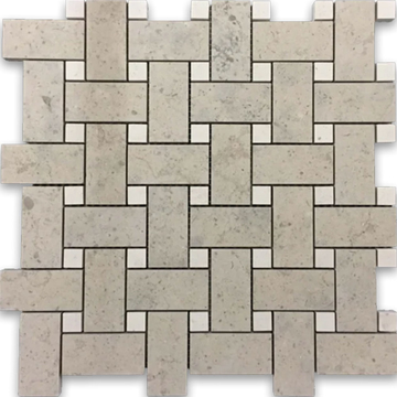 Picture of Elon Tile & Stone - Basketweave Mosaics Quartier Parisien Vague de Fleurs Honed