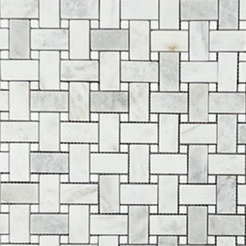 Picture of Elon Tile & Stone - Basketweave Mosaics Bianco Oro White Thassos Dot Honed