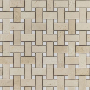 Picture of Elon Tile & Stone - Basketweave Mosaics Crema Marfil White Thassos Dot Polished