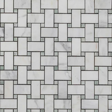 Picture of Elon Tile & Stone - Basketweave Mosaics Pearl White Ming Green Dot Honed