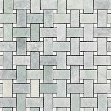 Picture of Elon Tile & Stone - Basketweave Mosaics Ming Green White Dot Honed