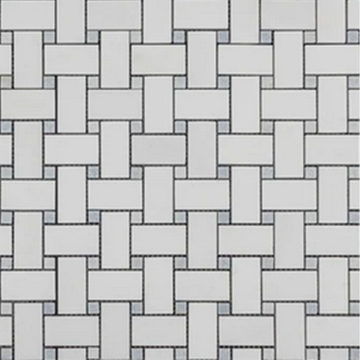 Picture of Elon Tile & Stone - Basketweave Mosaics White Thassos Blue Celeste Dot Polished