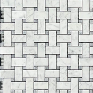 Picture of Elon Tile & Stone - Basketweave Mosaics Bianco Carrara Pacific Gray Dot Honed