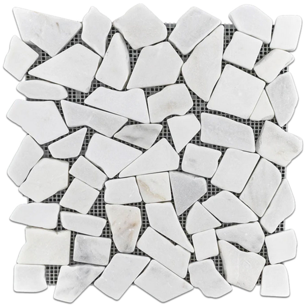 Picture of Elon Tile & Stone - Tumbled Cobblestone Mosaics Pearl White Tumbled