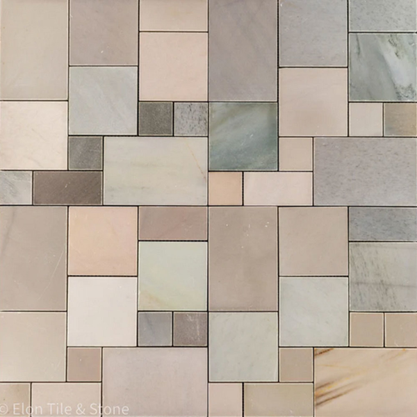 Picture of Elon Tile & Stone - Multi Size Mosaics Golden Sand Quartzite Honed