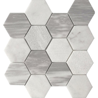 Picture of Tesoro - Contempo Hexagon 3 Blend Mosaic Luna Carrara