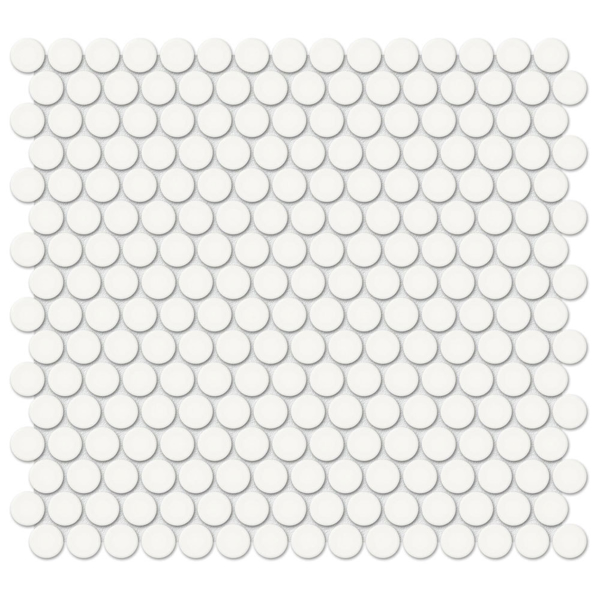 Picture of Tesoro - Soho Penny Round Mosaic Canvas White Glossy