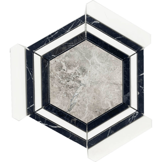 Picture of Tesoro - Metropolitan Waterjet Bexagon Dolomite Tundra Nero