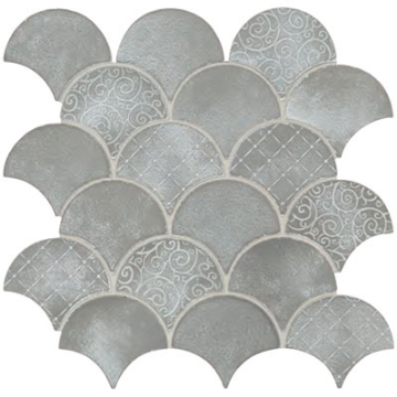 Picture of Daltile - Vintage Metals Fan Mosaic Whitewash Titanium
