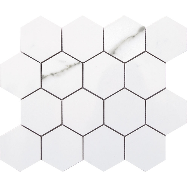 Picture of Happy Floors - Statuario Large Hexagon Mosaic Statuario Natural