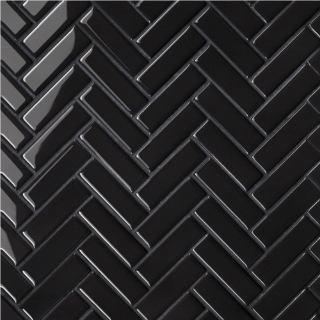 Picture of Bedrosians - Le Cafe Mosaic Herringbone Black Glossy