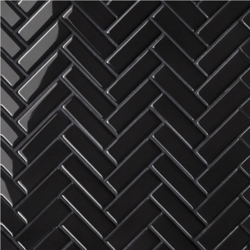 Picture of Bedrosians - Le Cafe Mosaic Herringbone Black Glossy