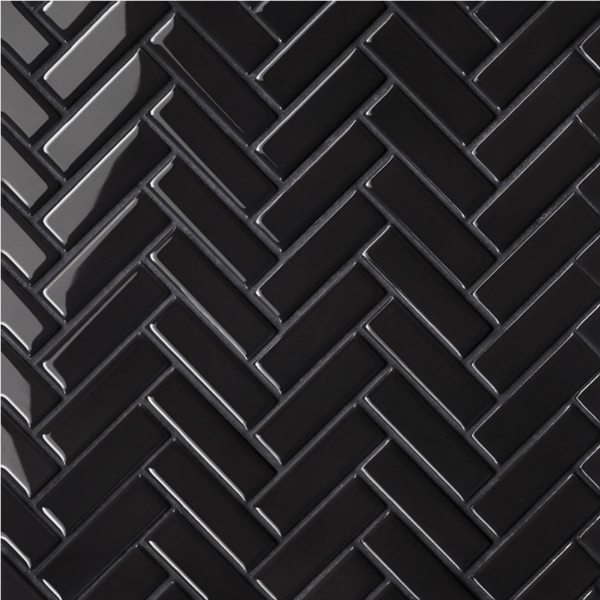 Picture of Bedrosians - Le Cafe Mosaic Herringbone Black Glossy