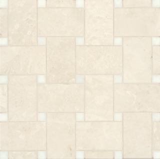 Picture of Bedrosians - Marble Stone Mosaic Jumbo Basketweave Beige Marble with Thassos Dot
