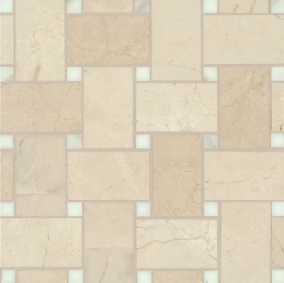Picture of Bedrosians - Marble Stone Mosaic Jumbo Basketweave Crema Marfil with Calacatta Dot