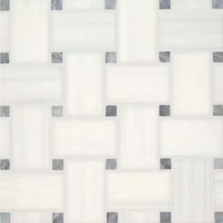 Picture of Bedrosians - Marble Stone Mosaic Jumbo Basketweave Dolomite with Bardiglio Dot