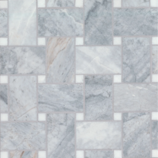 Picture of Bedrosians - Marble Stone Mosaic Jumbo Basketweave Glorious Blue with Thassos Dot