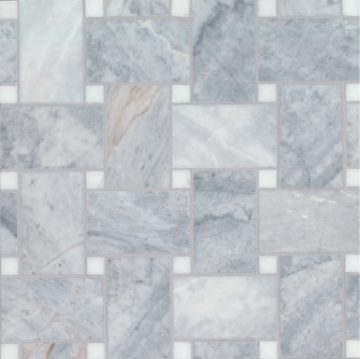 Picture of Bedrosians - Marble Stone Mosaic Jumbo Basketweave Glorious Blue with Thassos Dot
