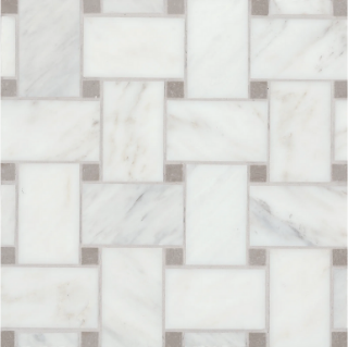 Picture of Bedrosians - Marble Stone Mosaic Jumbo Basketweave Oriental White with Cinder Grey Dot