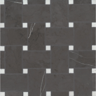 Picture of Bedrosians - Marble Stone Mosaic Jumbo Basketweave Pietra Grey with Thassos Dot