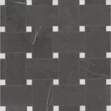 Picture of Bedrosians - Marble Stone Mosaic Jumbo Basketweave Pietra Grey with Thassos Dot