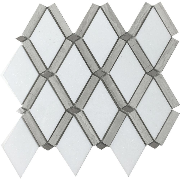 Picture of Tesoro - Metropolitan Blend Diamond Mosaic Thassos with Light Wood Grain