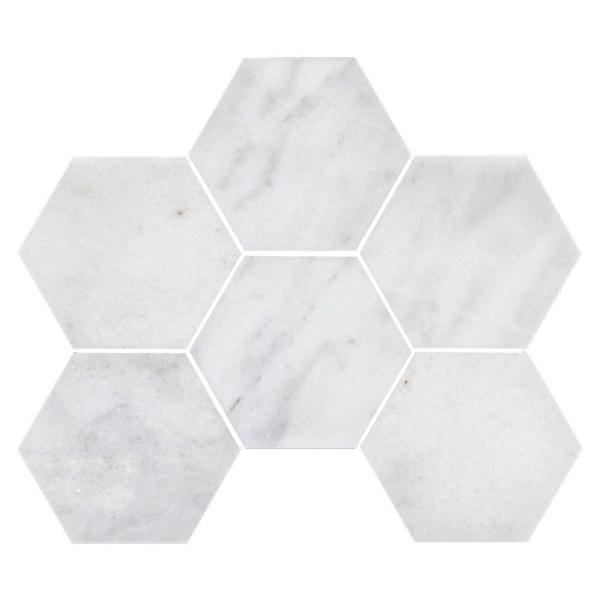 Picture of Elon Tile & Stone - Hexagon Mosaics 5 Glacial White Honed