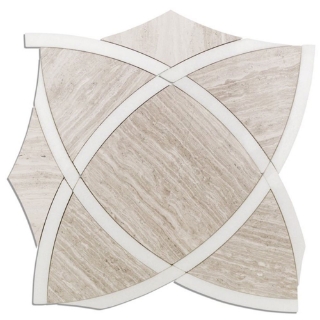 Picture of SOHO Studio Corp - Water Jet Mosaic Zephyr Wooden Beige & White Thassos Line