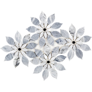 Picture of SOHO Studio Corp - Water Jet Mosaic MJ Rain Flower Bardiglio Nouvelato White Carrara Black Jade Dot