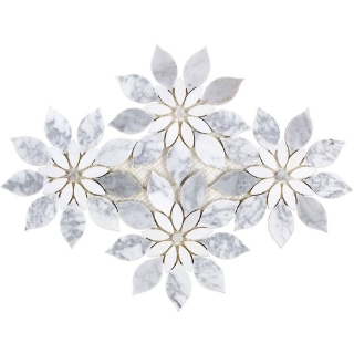 Picture of SOHO Studio Corp - Water Jet Mosaic MJ Rain Flower White Carrara White Thassos Carrara Dot