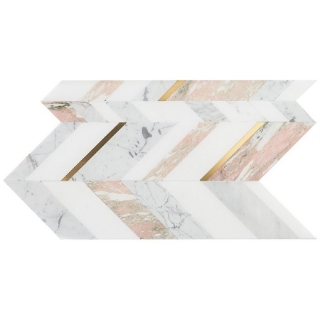 Picture of SOHO Studio Corp - Zayden Rosa - Rosa Norvega White Carrara White Thassos & Brass
