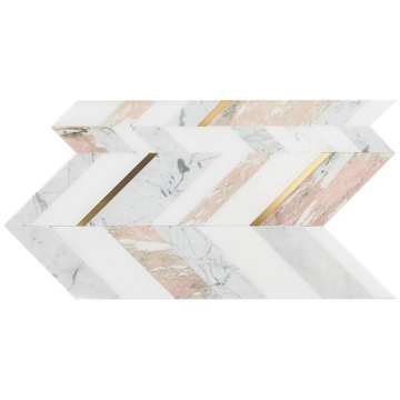 Picture of SOHO Studio Corp - Zayden Rosa - Rosa Norvega White Carrara White Thassos & Brass