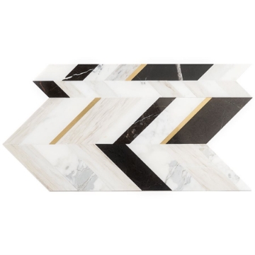 Picture of SOHO Studio Corp - Zayden Saint Laurent - European Wooden Beige Calacutta Saint Laurant & Brass