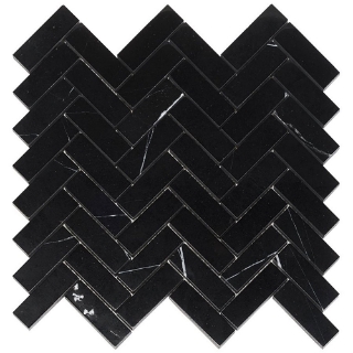 Picture of SOHO Studio Corp - Nero Marquina Mosaic Herringbone 1 x 3