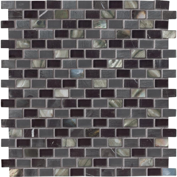 Picture of MS International - Decorative Blends Mosaic Mini Brick Midnight Pearl