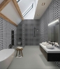Picture of Roca - CC Mosaics Snow White Black Matte Pinwheel