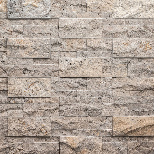 Picture of MS International - RockMount Stacked Stone Panels 9 x 24 Silver Travertine